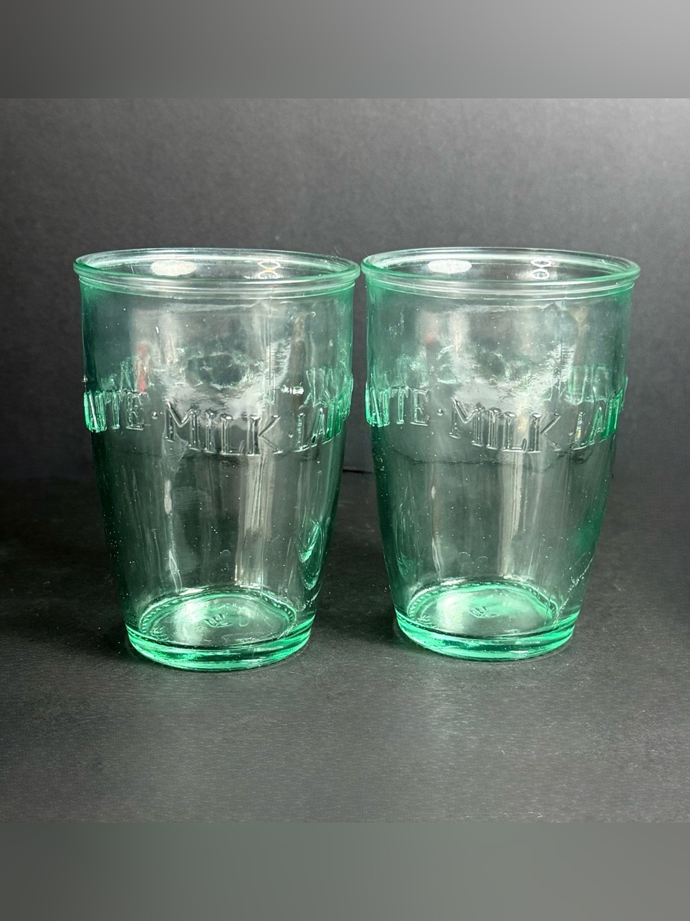 Amici Home Set Of 2 Italian Recycled Green Milk Latte Glasses Tumblers 13 oz